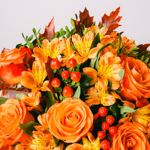 Pumpkin Spice: Roses and Alstroemerias highlight