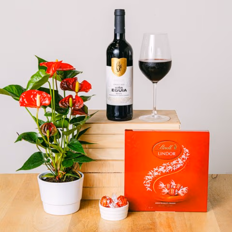 Red Hearts: Anthurium and Red Wine